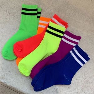 Bright Neon Sport Stripe Crew Socks Any 4 for $32